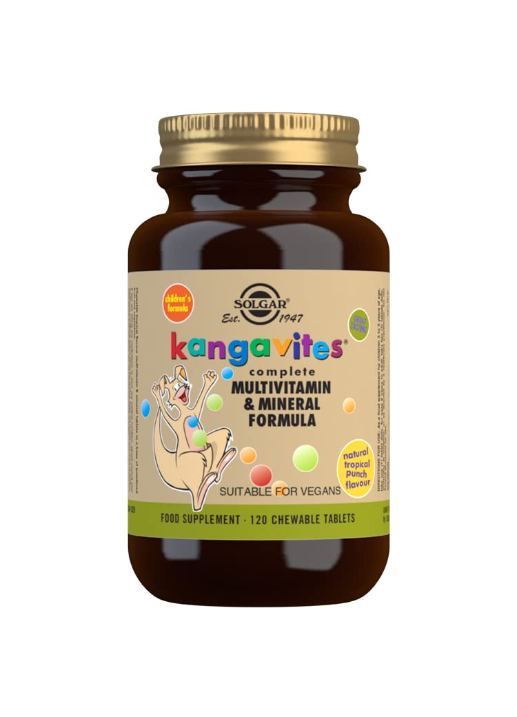 Solgar Kangavites Tropical Punch Complete Multivitamin and Mineral Formula Chewable Tablets - Pack of 120-28 Active Ingredients - Supports a Healthy Lifestyle - Vegan and Gluten Free 1 count (Pack of 120)