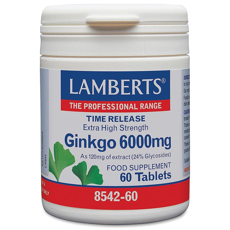 Lamberts Ginkgo Biloba 6000mg– Time Release for Gentle Absorption – 180 Vegan Tablets