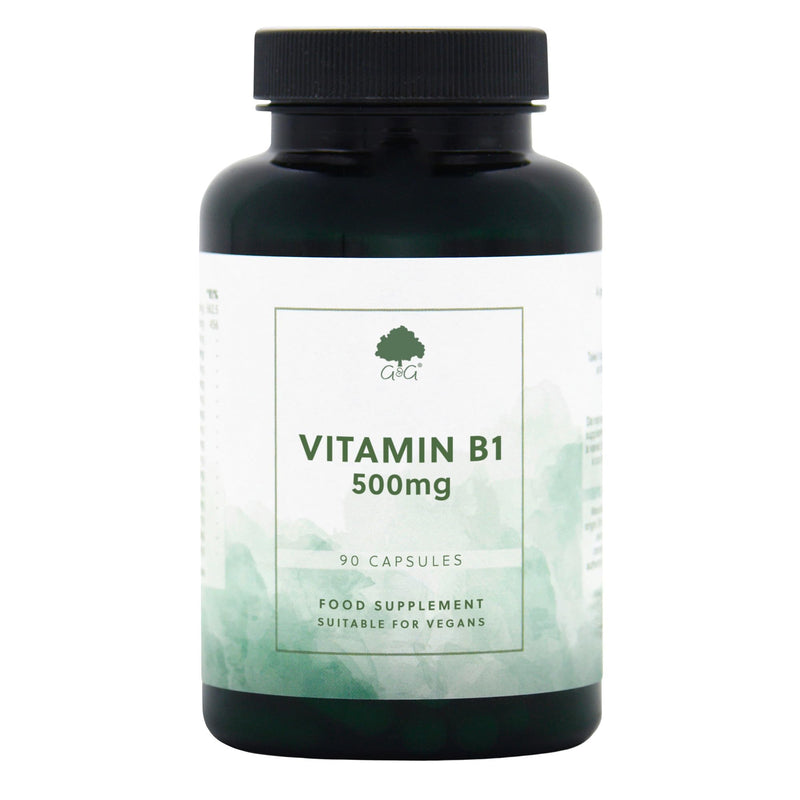 Vitamin B1 Thiamine HCl Capsules | 500mg of B1 Thiamine HCl per Capsule | 90 Vegan Capsules | G&G Vitamins Single