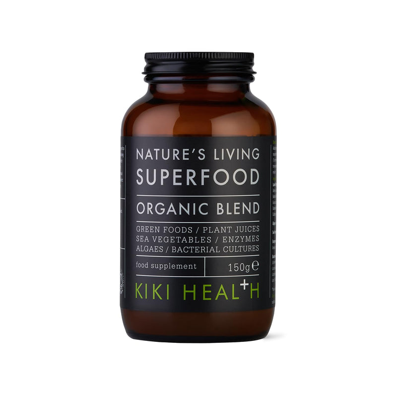 KIKI Health Nature's Living Superfood Powder - 47 Ingredient Superfood Blend with Plant-Based Vitamin B Complex - Raw Greens & Plant Juices - Vegan & Gluten Free 150g 150 g (Pack of 1)