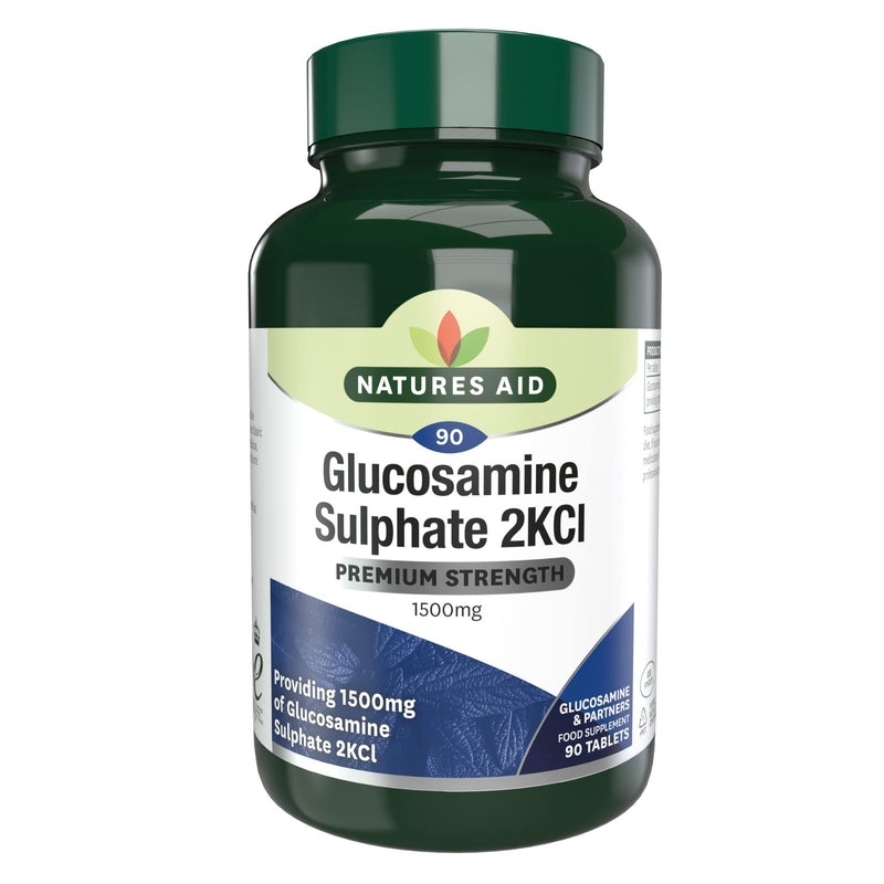 Natures Aid Glucosamine Sulphate 1500mg 90 Tablets – High Strength, Salt-Free – Supports Joint Health, Mobility, Flexibility – Gluten-Free, Non-GMO – Natural Food Supplement Glucosamine Sulphate 1500 mg 90 Tablets