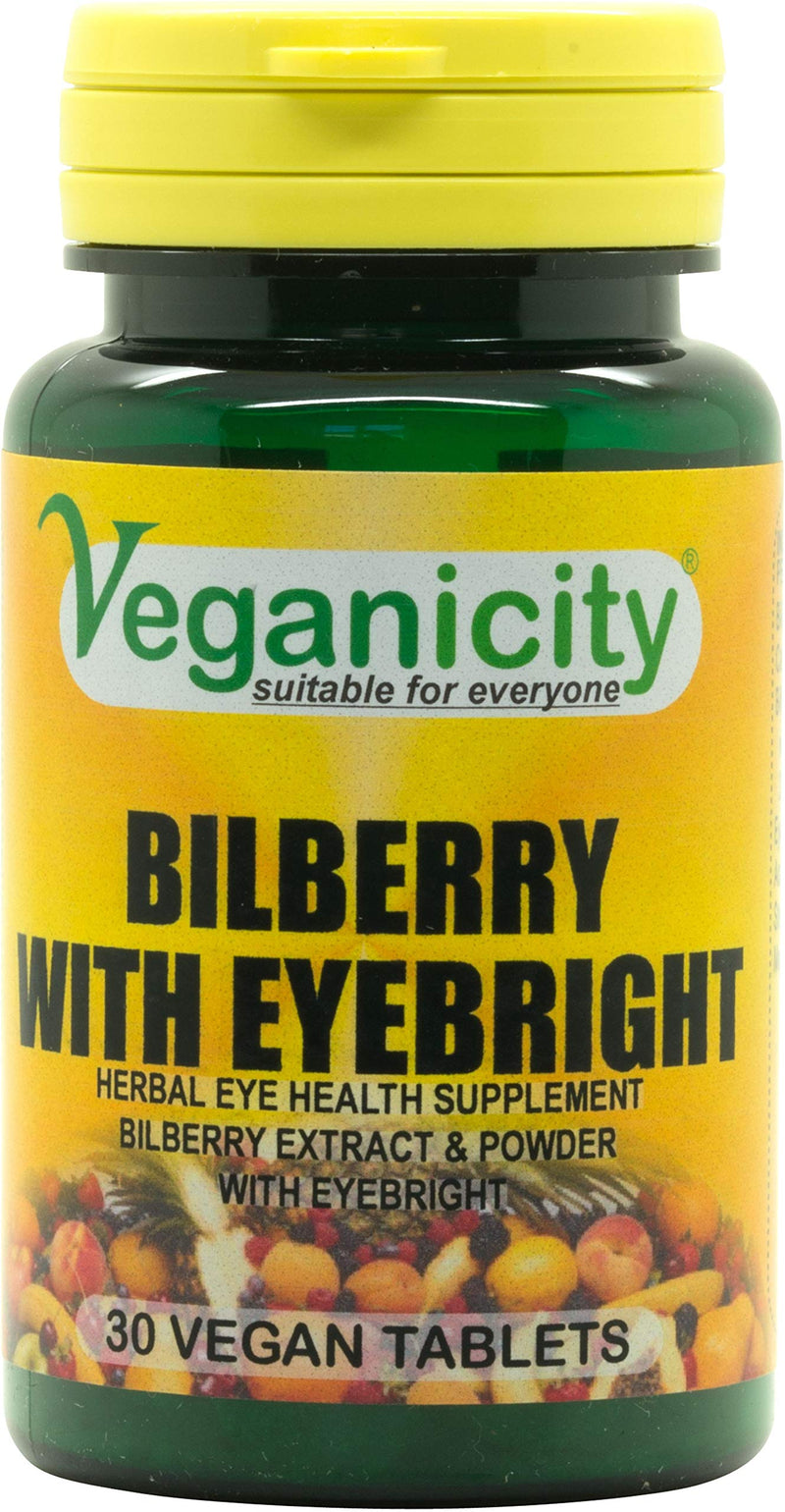 Bilberry with Eyebright : Eye Health Plant Supplement : 30 Vtabs, in a Planet-Friendly 99% Recycled Pot