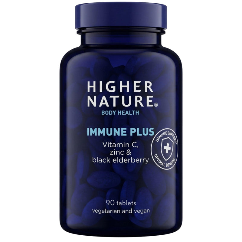 Higher Nature Immune Plus - Vitamin C with Zinc & Black Elderberry - Immune Support Supplements - Vegetarian and Vegan Multivitamin - 90 Tablets Blackberry 90 count (Pack of 1)