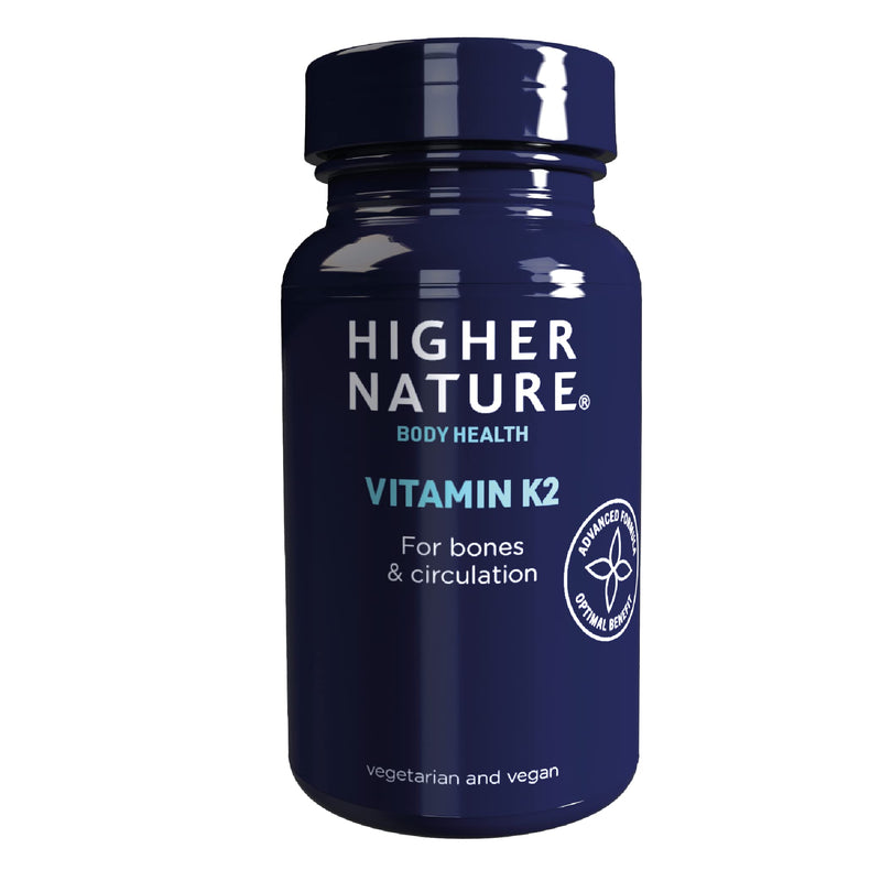 Higher Nature - Vitamin K2 One A Day - Bone & Cardio Support - Vitamin K2 MK7 - Gluten Free - SOYA Free - Vegan & Vegetarian Tablets - 60 Tablets 60 count (Pack of 1)