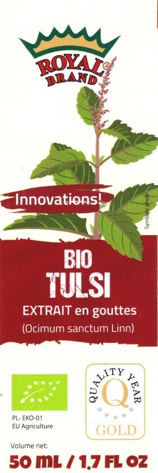 Tulsi Holy Basil Tincture Organic/Extract Drops / 50ml / 1.7 fl oz/Glass Bottle for Better Quality
