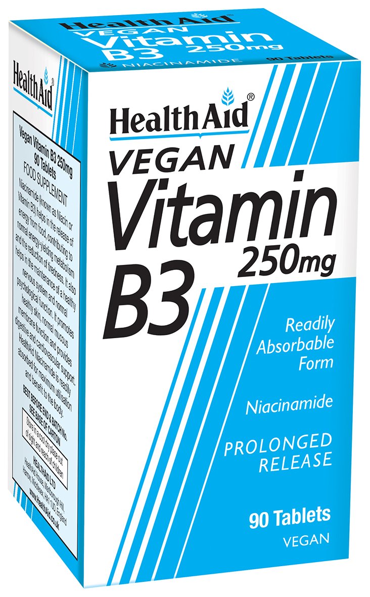 HealthAid Vitamin B3 (Niacinamide) 250mg - Prolong Release - 90 Tablets