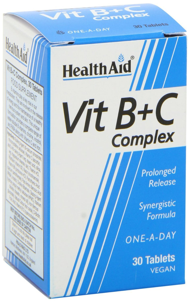 HealthAid VIT B+C Complex - Prolong Release - 30 Tablets 30 count (Pack of 1)