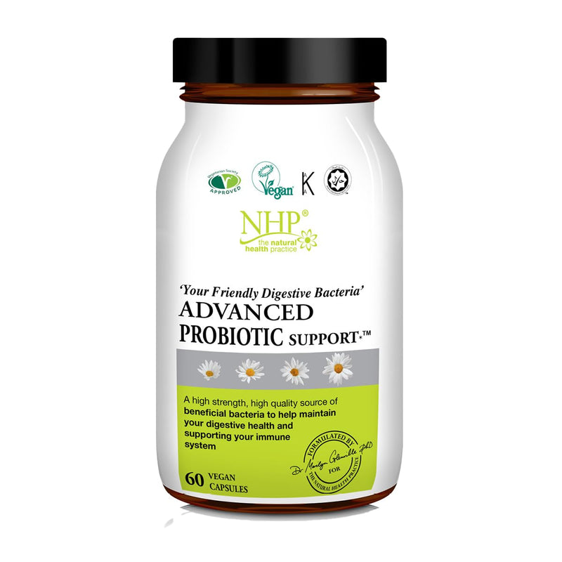 NHP Advanced Probiotic – High-Strength Gut Health & Immune Support Supplement | 22 Billion CFU with Lactobacillus & Bifidobacteria, Gamma Oryzanol & Prebiotics | Vegan, Gluten-Free, 60 Capsules