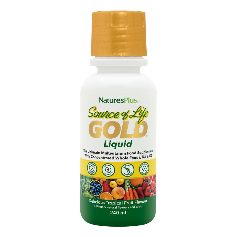 NaturesPlus Source of Life Gold Liquid 236ml - High Potency Food- Based Multivitamin and Mineral with Superfoods - Energy, Immune, Bones, Hydration - Vegetarian, Gluten Free 236 ml (Pack of 1)