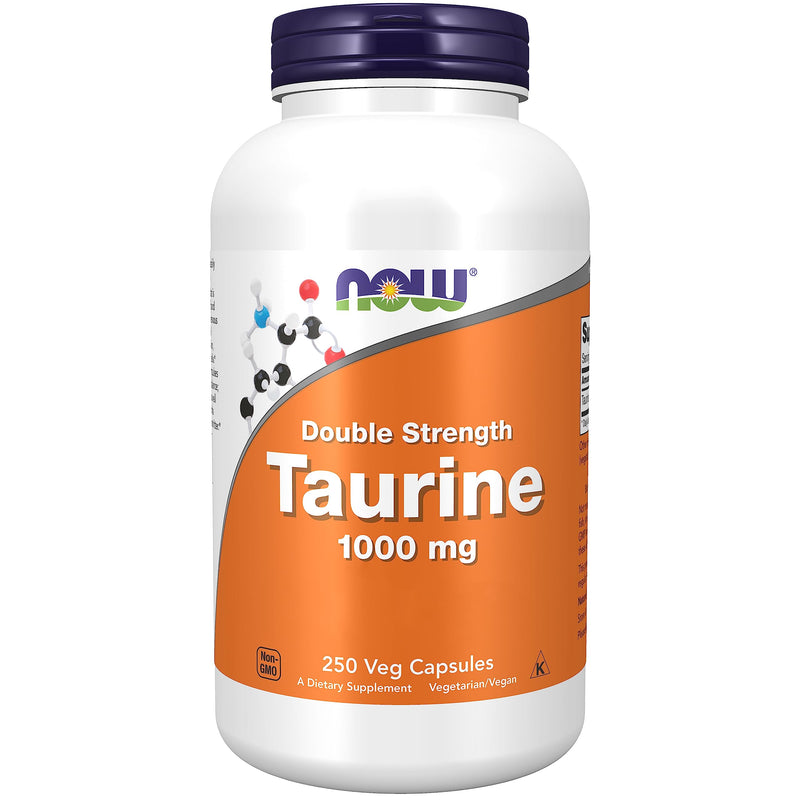Now Foods, Double Strength Taurine, 1.000mg, 250 Vegan Capsules, Gluten Free, SOYA Free, Non-GMO, Vegetarian 250 Capsules