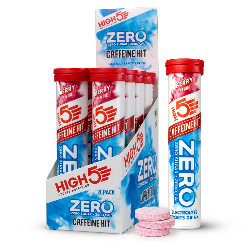 HIGH5 ZERO Caffeine Hit ElectrolyteTablet - Hydration Tablets Enhanced with Vitamin C - 0 Calories & Sugar Free - Boost Hydration, Performance & Wellness - Berry, 160 Tablets (20x, Pack of 8) 20 Count (Pack of 8)