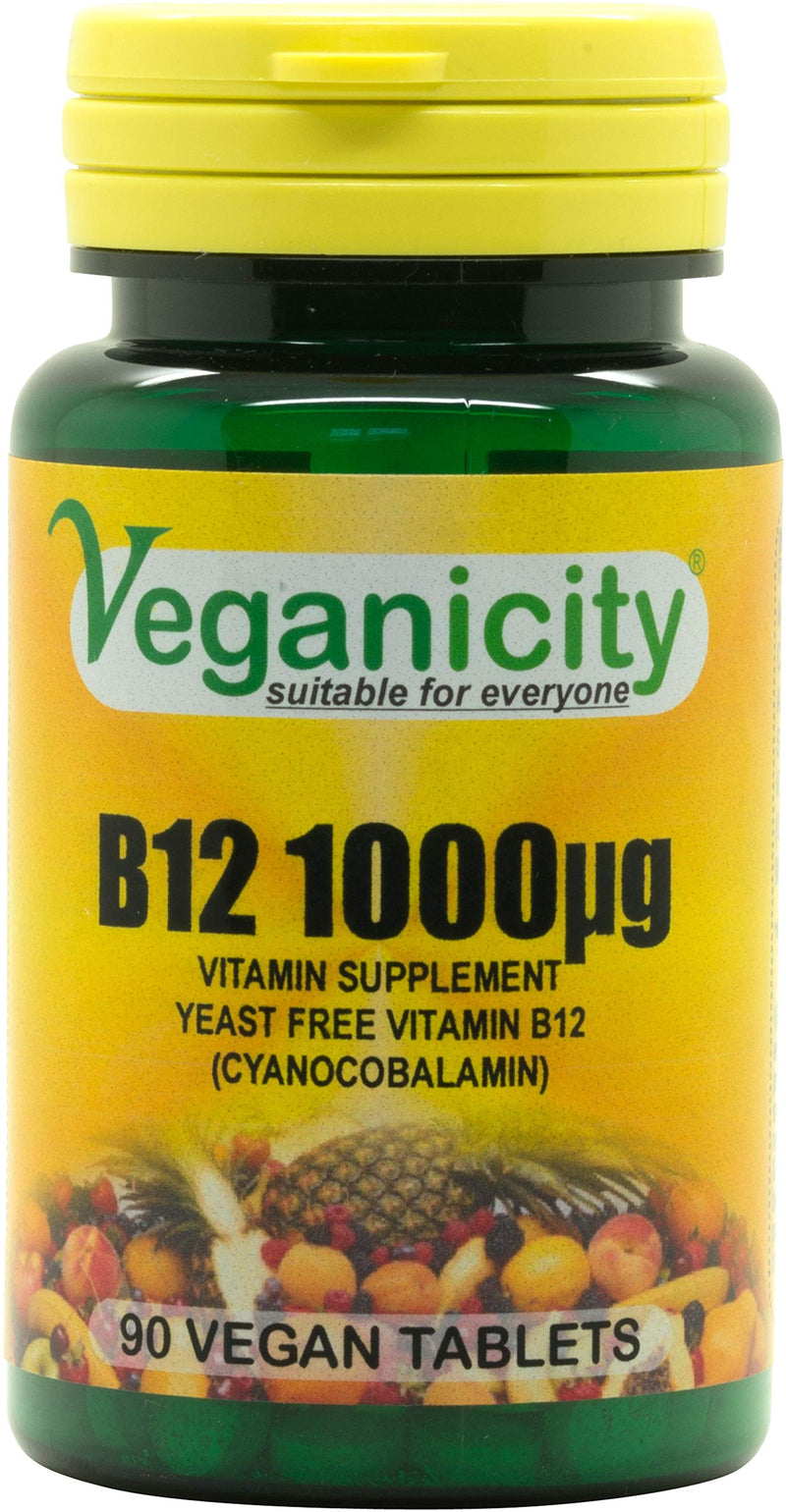 B12 1000µg : High Strength Vitamin B12 Supplement : 90 Tablets, in a Planet-Friendly 99% Recycled Pot 90 count (Pack of 1)