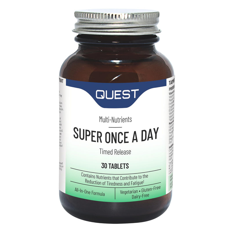 Quest Super Once A Day Multivitamin & Minerals 30x Tablets. 17 Vitamins & 12 Minerals with Vitamin A, B, C, D, Iron & Zinc for Men & Women. for Optimal Health, Reduces Fatigue & Immunity. (1 Pack) Unflavoured 30 count (Pack of 1)