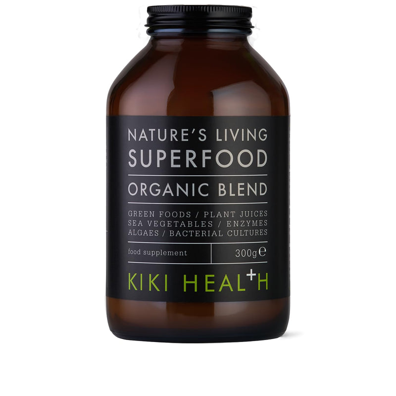KIKI Health Nature's Living Superfood Powder - 47 Ingredient Superfood Blend with Plant-Based Vitamin B Complex - Raw Greens & Plant Juices - Vegan & Gluten Free 300g 300 g (Pack of 1)