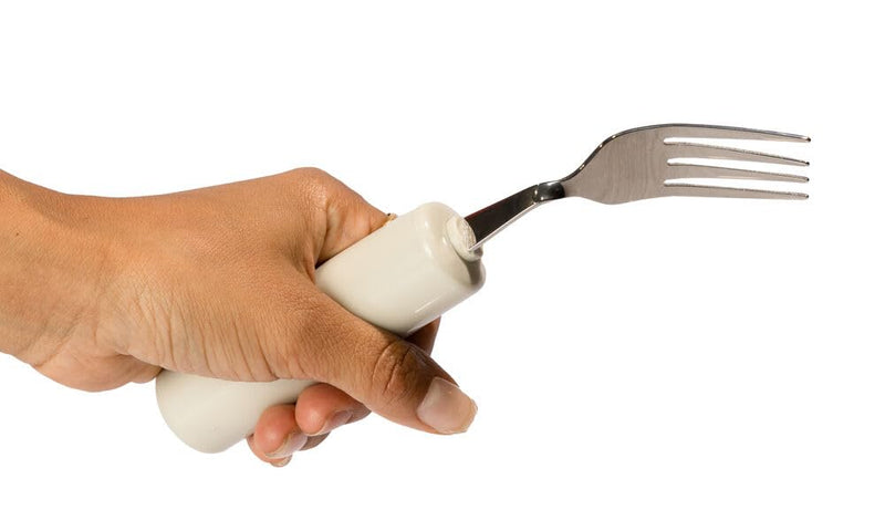 HOMECRAFT Queens Cutlery, Left Handed Fork, Angled, Built-Up Handle, Daily Eating Aid, Limited Wrist Movement, Weak Grip, Elderly, Disabled, One-Handed, Adaptive Stainless Steel Utensils Single