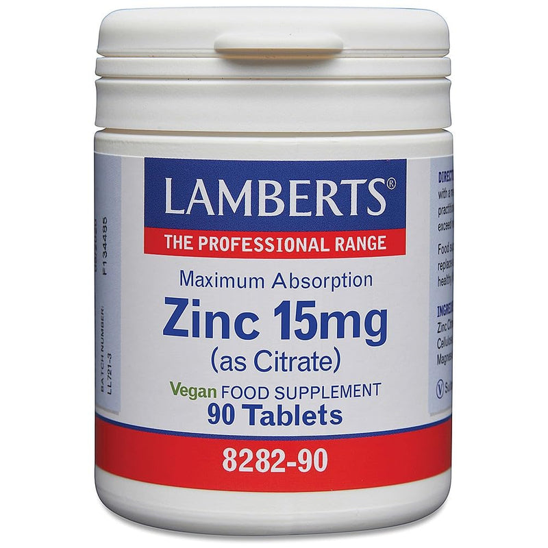 Lamberts Zinc Tablets – 15mg Elemental Zinc as Citrate – Immune, Skin & Reproductive Health Support – 180 Tablets