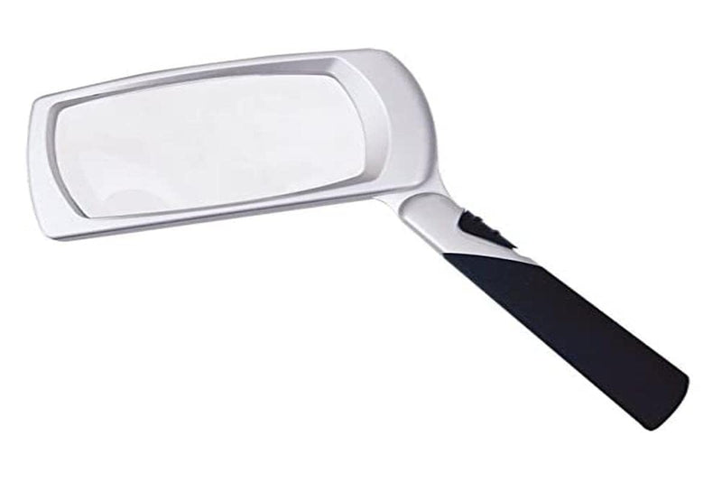PERFORMANCE HEALTH Folding LED Rectangular Magnifier, Long-Lasting LED Illumination, 3x Magnification, Reading Aid, Handle Folds Flat for Storage & Transport, Visual Impairment Aid, Handheld Magnifying Glass