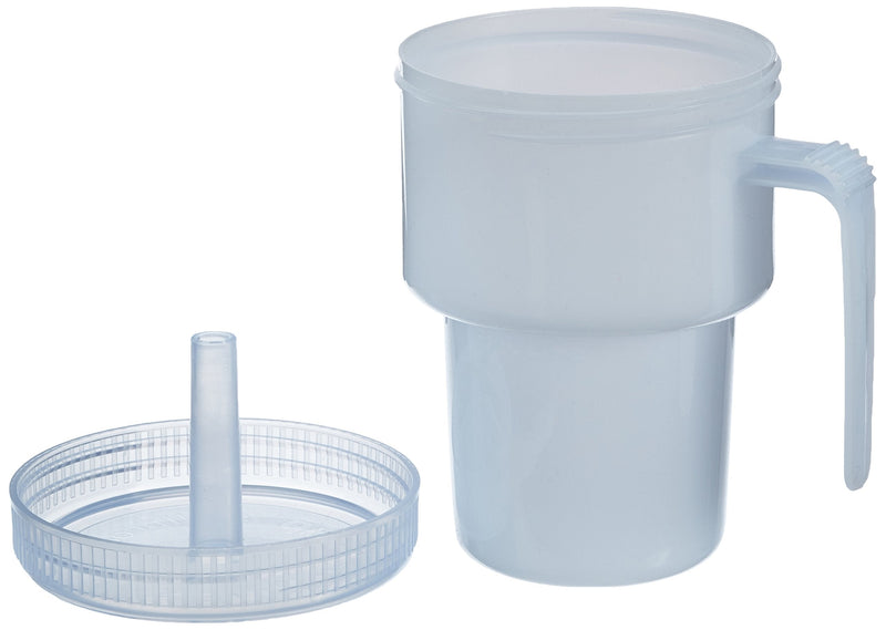 HOMECRAFT Kennedy Cup, Spillproof Adult Sippy Cup with Handle & Secure Lid, 7 oz. No Spill Cups for Hot & Cold Liquids Lying Down, Daily Living Glasses for Disabled,Elderly, Blue (Pack of 1)