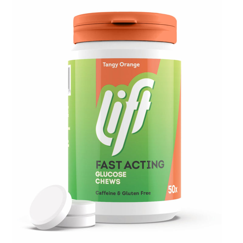 Lift Fast-Acting Glucose Chewable Energy Tablets, Orange, 6 Pack of 50-Tablet Tubs 50 count (Pack of 6)
