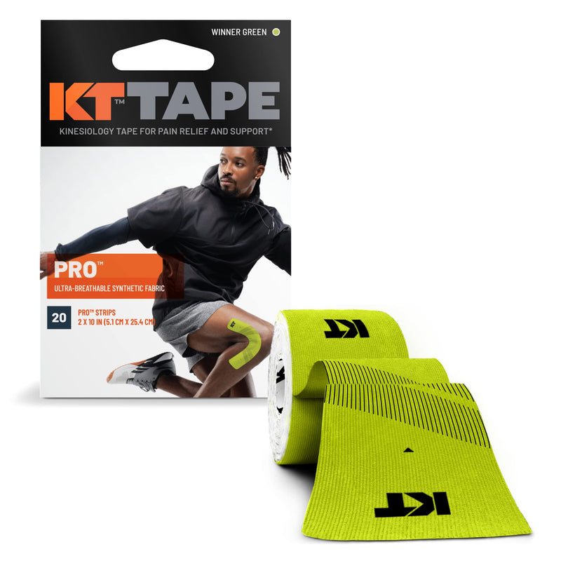 KT Tape Pro Synthetic Kinesiology Therapeutic Sports Tape, 20 Precut, 10” Strips Green
