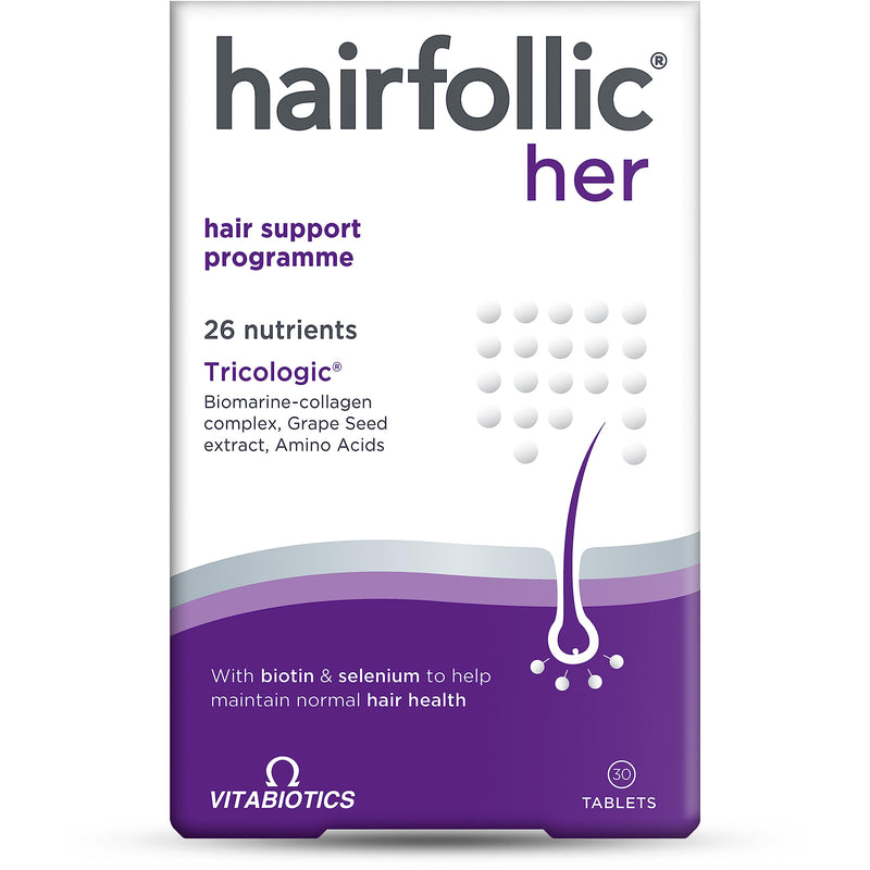 Hairfollic Her for Women, 30 Tablets, Vitabiotics 30 count (Pack of 1) Original For Women