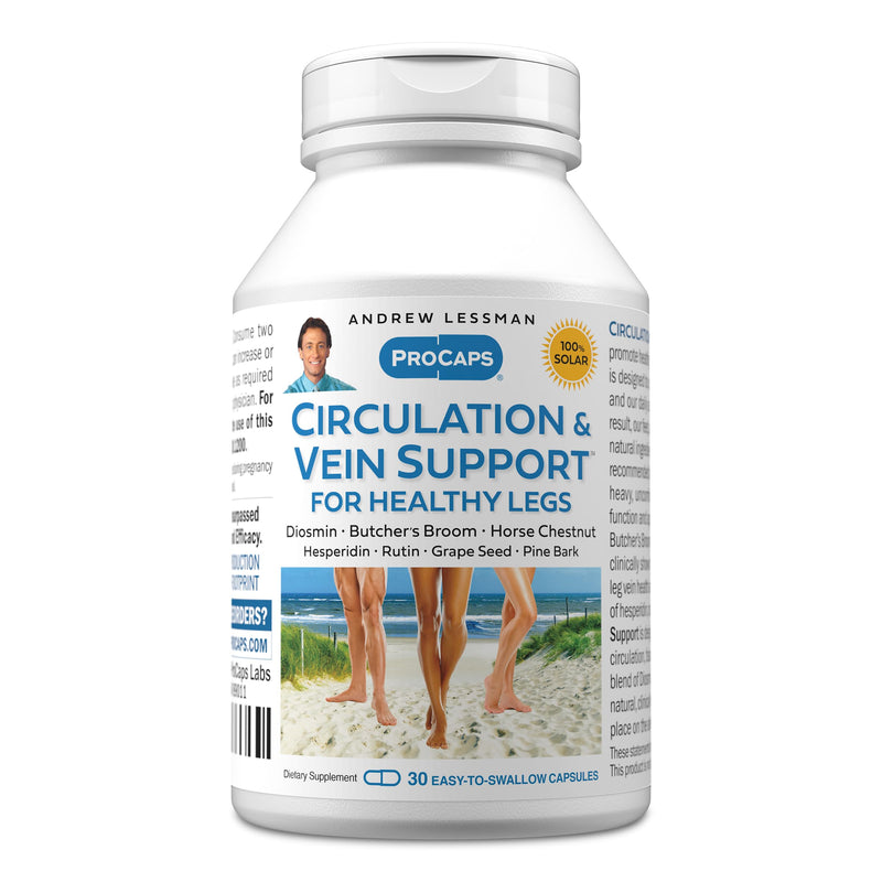 Andrew Lessman Circulation Vein Support for Healthy Legs 30 Count - High Bioactivity Diosmin Natural Oxidants Butcher's Broom Visibly Reduces Swelling and Discomfort in Feet, Ankles, Calves and Legs Grape 30 count (Pack of 1)