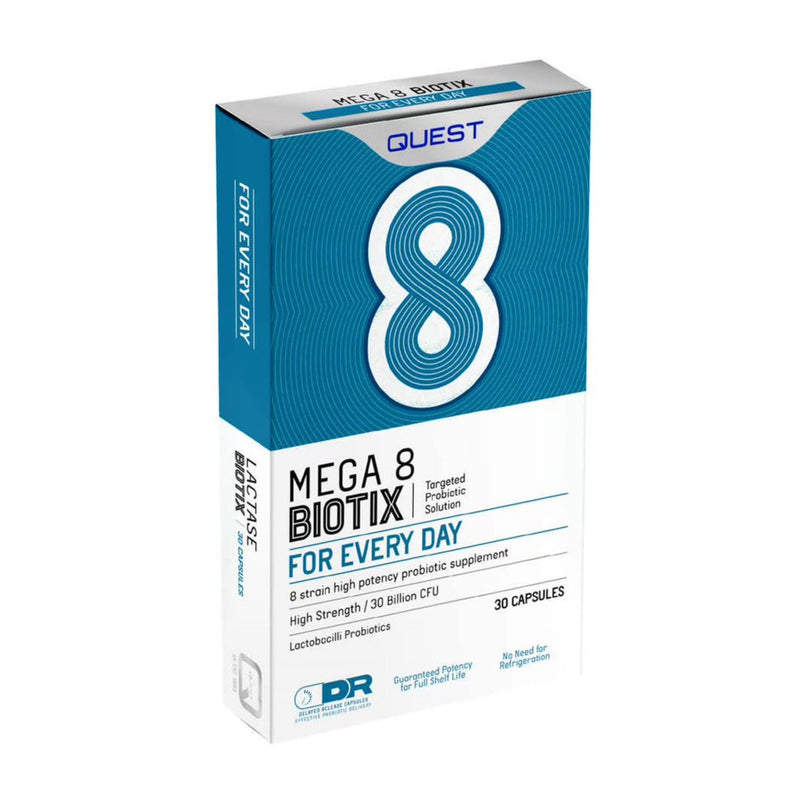 Quest Mega 8 Biotix Probiotic Capsules 30 Billion CFU for Immune & Digestive Support. Helps Restore Gut Friendly Bacteria & Regulate Immune Responses. (30 Capsules x 1 Pack) 1 count (Pack of 1)