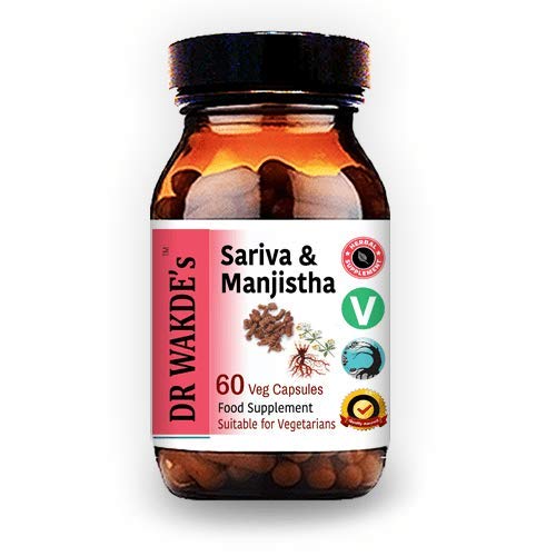 DR WAKDE'S Sariva & Manjistha Capsules (60 Veg Caps, Detoxifying Herbs, Supports Healthy Skin, Ayurvedic Supplement, Vegan, Herbal, All Natural, Made in UK)
