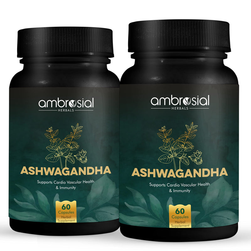 Ashwagandha 500mg 120 Tablets | Herbal Supplement | 100% Natural & Vegan | High Strength | Immunity Support | By Ambrosial 60 count (Pack of 2)
