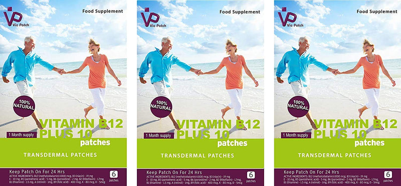 Vie Patch - Vitamin B12 Plus 10-18 Patches. No More Feeling Tired Or Sluggish. 100% Natural. 3 Month Supply 209 g (Pack of 1)