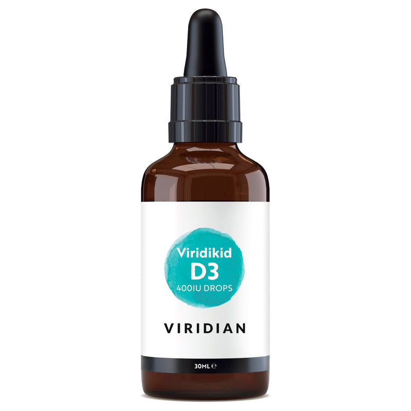 Viridian - Viridikid D3 400IU Drops – 30ml | Vegan Vitamin D3 from Lichen for Infants, Children and Adults | Supports Normal Bones, Teeth, Muscle Function and Immunity | 100% Active Ingredients