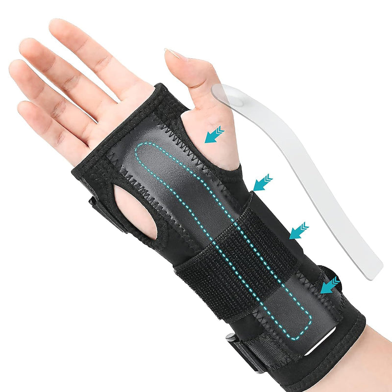 [Australia] - Actesso Breathable Wrist Support Brace Splint - Ideal for Carpal Tunnel, Sprains, and Tendonitis (Black, Large Right) Black L (Pack of 1) 