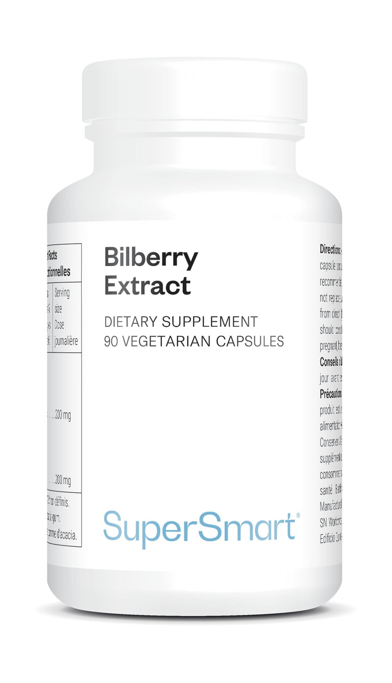 Bilberry Extract – Wild Blueberry Extract – Eye Health – Standardised to 25% Anthocyanosides – Supports Vascular Health – Antioxidant – Vegan – Gluten Free – SuperSmart
