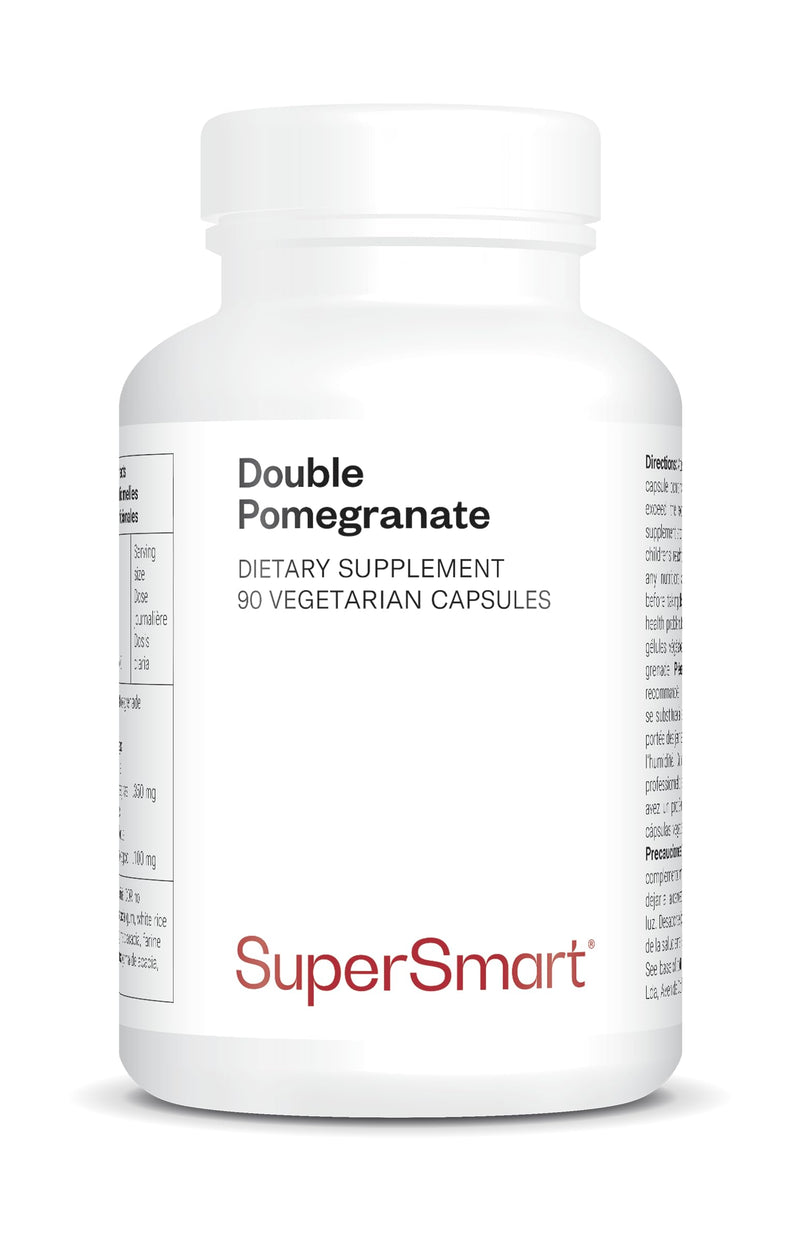 Double Pomegranate - Antioxidant - Helps Fight Oxidative Stress - Pomegranate Extract Standardised to 40% Punicalagins and 90% Ellagic Acid - Vegan - Gluten Free - SuperSmart