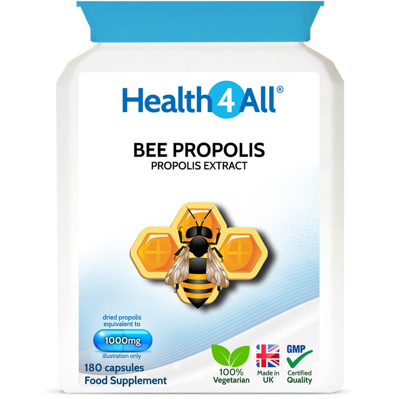 Health4All Bee Propolis 1000mg per Capsule 180 Capsules, High Strength Immune System Booster, Natural Immune Support Supplement (not Tablets) | Made in UK 180 count (Pack of 1)