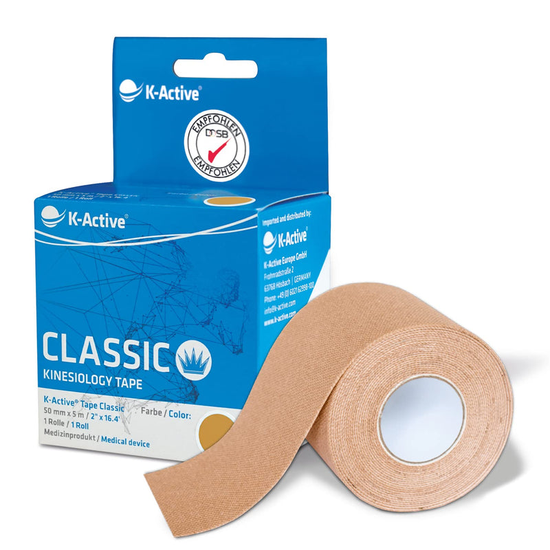Kinesiotape 1 x K-active beige roll bandage 5cm x 5m