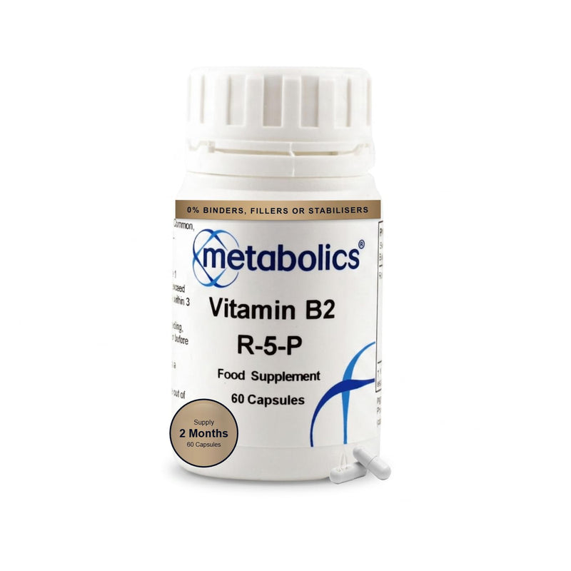 Metabolics Riboflavin 5-Phosphate 47.5mg | Active Vitamin B2 for Energy, Vision & Nervous System | UK Made, GMP Certified | Vegan | 60 Capsules
