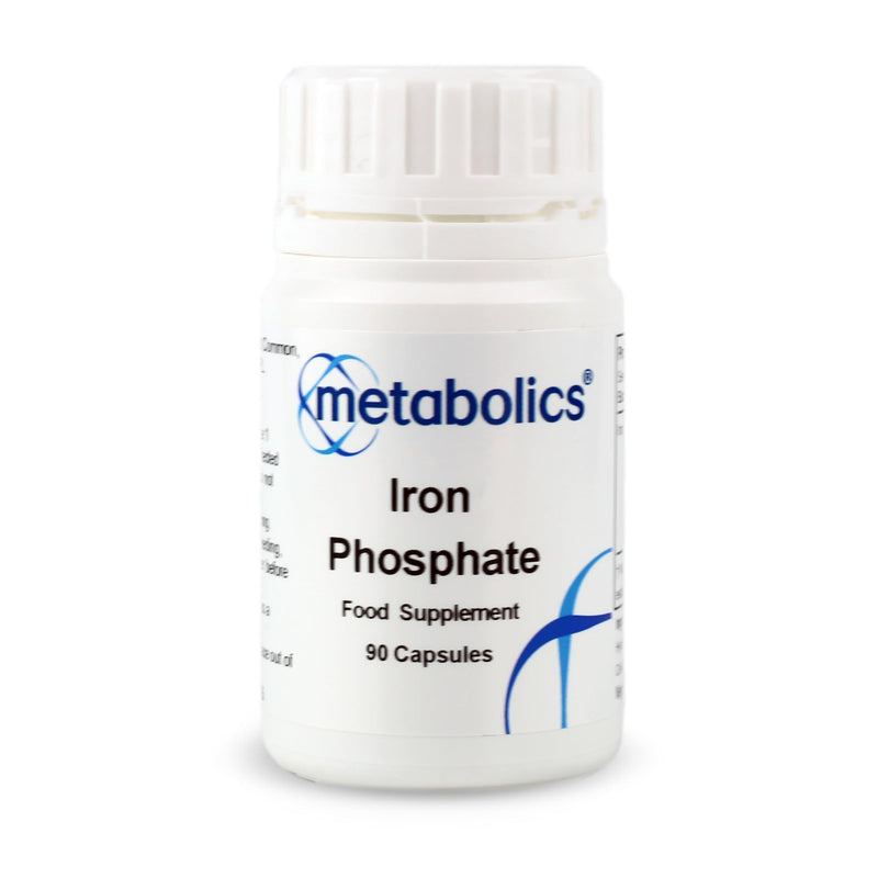 Metabolics Iron Phosphate 90 Capsules – 15 mg Iron Supplement, Bioavailable Pyrophosphate – Supports Energy, Blood & Cognitive Health, Vegetarian, UK Made