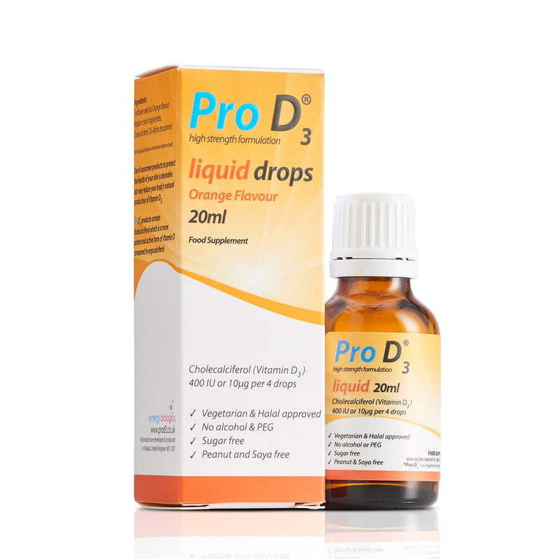 Liquid Drops 20ml (Vitamin D3-100 IU per 1 Drop) Alcohol Free | Vegetarian | Gluten Free | Salt Free | Yeast Free | Gelatin Free | SOYA Free | Peanut Free | Sugar Free | Halal | Kosher