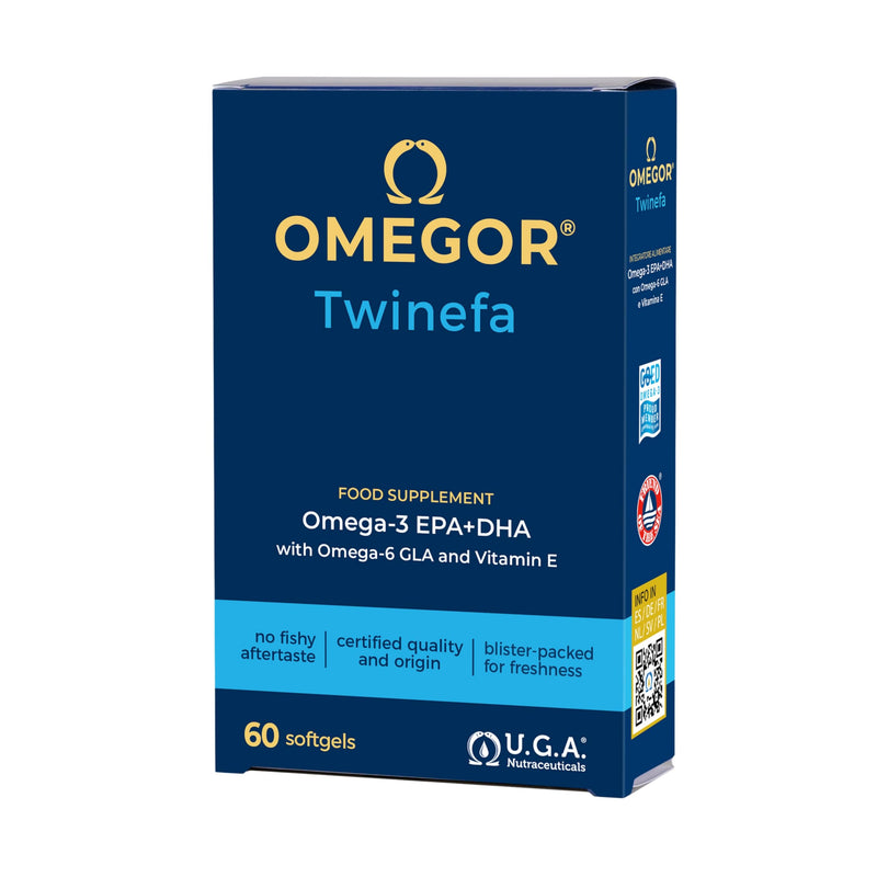OMEGOR TwinEFA - Omega 3 6 9 Capsules High Strength - Omega3 1890mg EPA/DHA with Fish Oil and Borage Oil - No Aftertaste (60 Orange Flavoured Capsules)