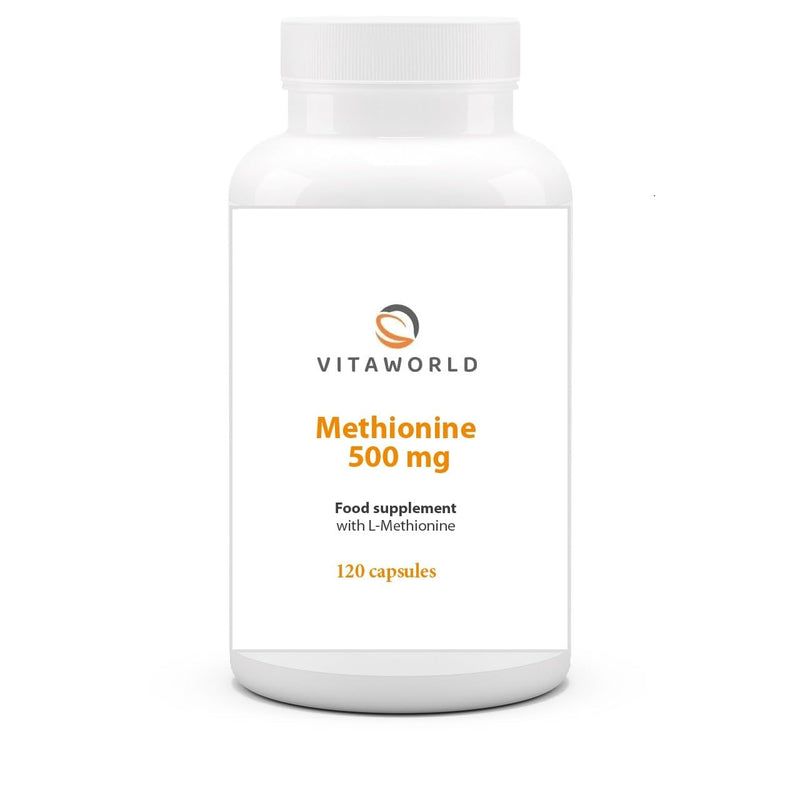 Vita world methionine 500 mg l 120 Capsules l 1000 mg l-methionine per dose l Vegan l Amino Acid
