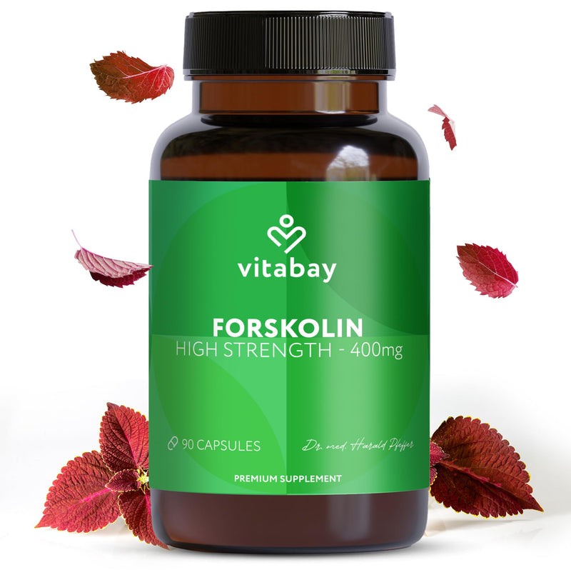 Vitabay Forskolin 400 mg High Strength – 90 Vegan Capsules – Coleus forskohlii Root Extract – Vegan & Lab Tested in Germany – 3 Month Supply