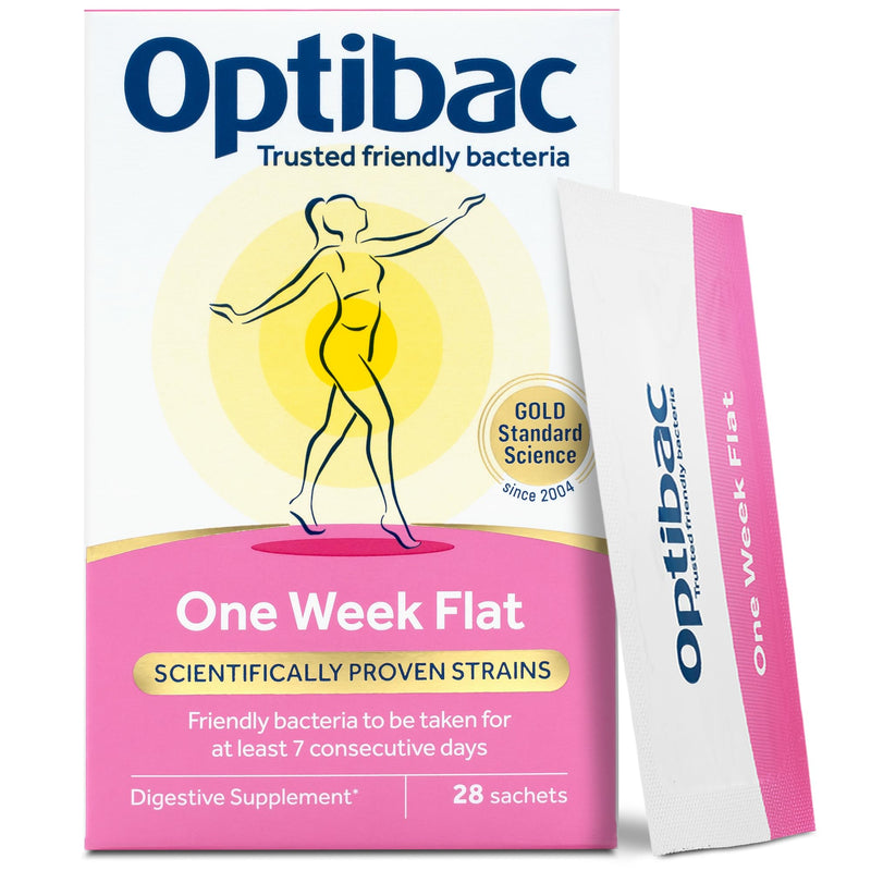 One Week Flat - Vegan Digestive Probiotic Supplement - Suitable for Bloating as Gluten Free - Most Trusted & Recommended Brand - 4 Week Supply, 28 Sachets 28 Count (Pack of 1)