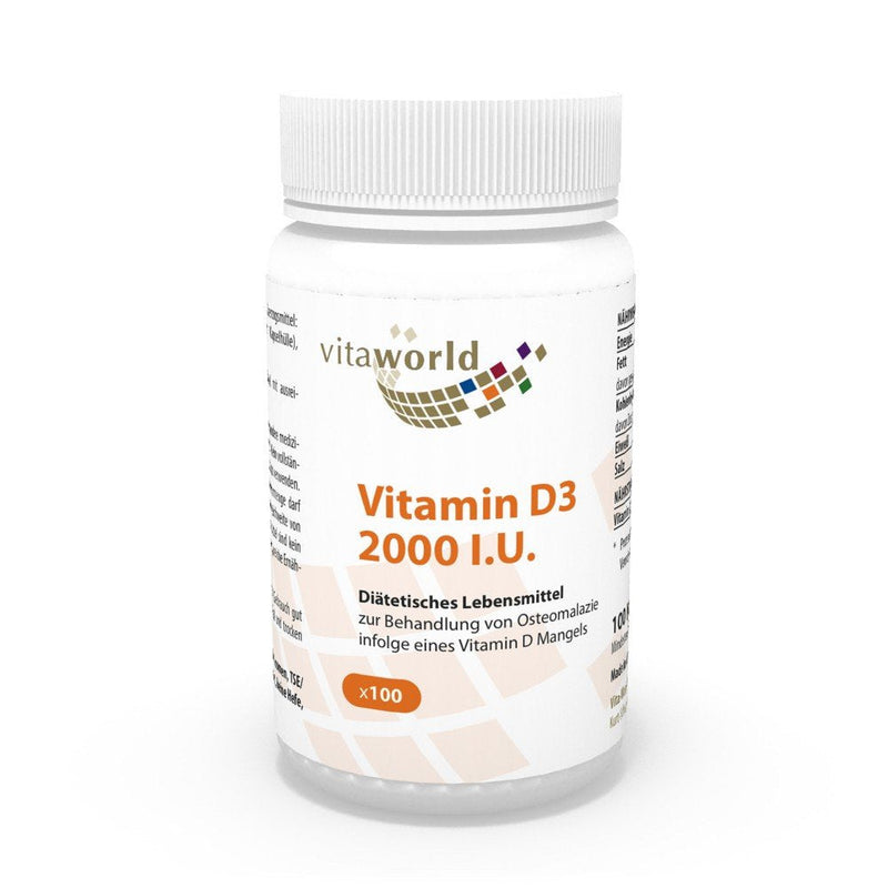 Vita World Vitamin D3 2000 I.U 100 Vegetarian Capsules Made in Germany