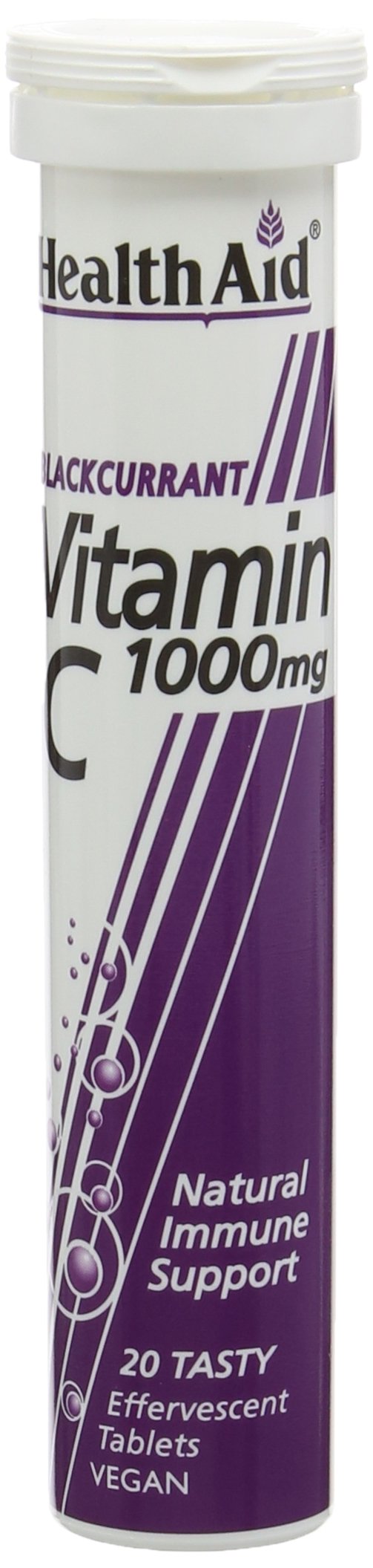 HealthAid Vitamin C Blackcurrant Flavour Vegetarian Effervescent 1000mg 20 Tablets, Pack of 3 20 count (Pack of 3)