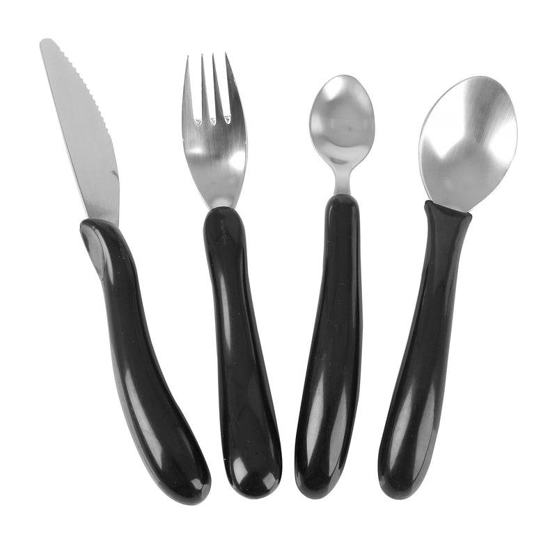 HOMECRAFT Caring Cutlery, For Weak Grip, Arthritis Aids, Knife/Fork/Spoon/Teaspoon, Easy Grip Eating Utensils for Elderly or Disabled, White Handle