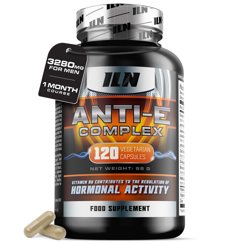 Anti-E Complex for Men – Hormonal & Estrogen Regulation Complex – 1 Month Course – Natural Blocker with D Aspartic Acid, Nettle Leaf, Resveratrol (120 Capsules) 120 count (Pack of 1)