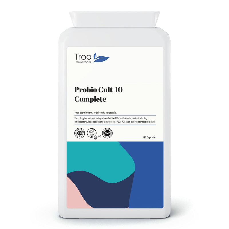 Troo Health Care Lactobacillus Acidophilus 10 Billion CFU 120 Vegan Capsules | High Strength 6 Strain Active Live Bacterial Culture Blend | UK Manufactured to GMP Standards 1 count (Pack of 1)