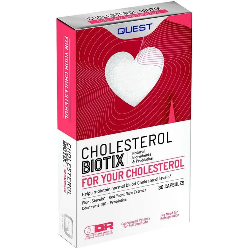 Quest - CholesterolBiotix Healthy Cholesterol Lowering Supplement. 30 Vegan Capsules with Natural Ingredients Including Red Yeast Rice Plant Sterols to Lower Cholesterol, Gluten Free (Pack of 2) 1 count (Pack of 2)
