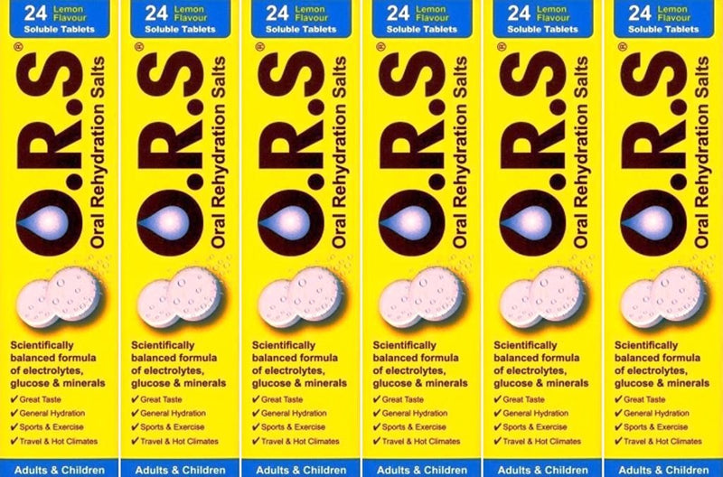 O.R.S Oral Rehydration Salts 24 Lemon Flavour Soluble Tablets x 6 Packs